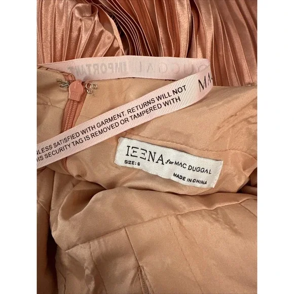 NEW‎ IEENA Mac Duggal [ 6 ] 49039 Plunge Neck Pleated Evening Gown Rose Gold